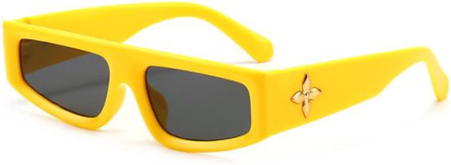 

Солнцезащитные очки «кошачий глаз» с толстой оправой и дужками в форме листьев, квадратные, в стиле хип-хоп, солнцезащитные очки с солнцезащитным козырьком (желтая оправа, черные и серые вставки) star shop, Bright Black Gray