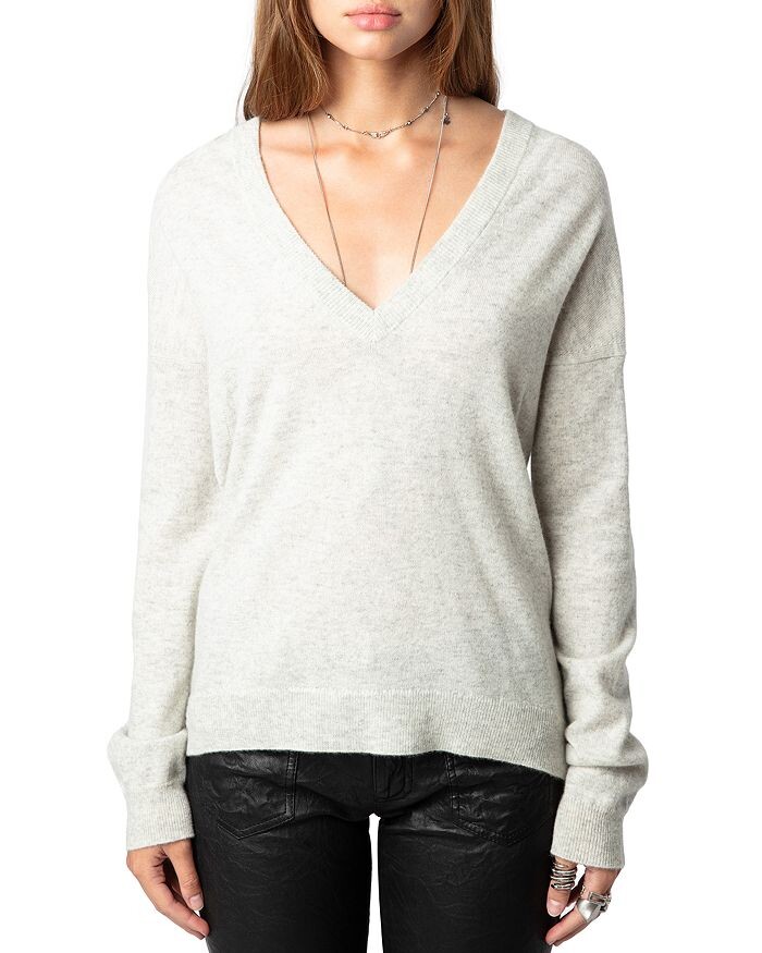 

Кашемировый свитер с нашивкой Zadig & Voltaire Vivi Ws Brod, серый