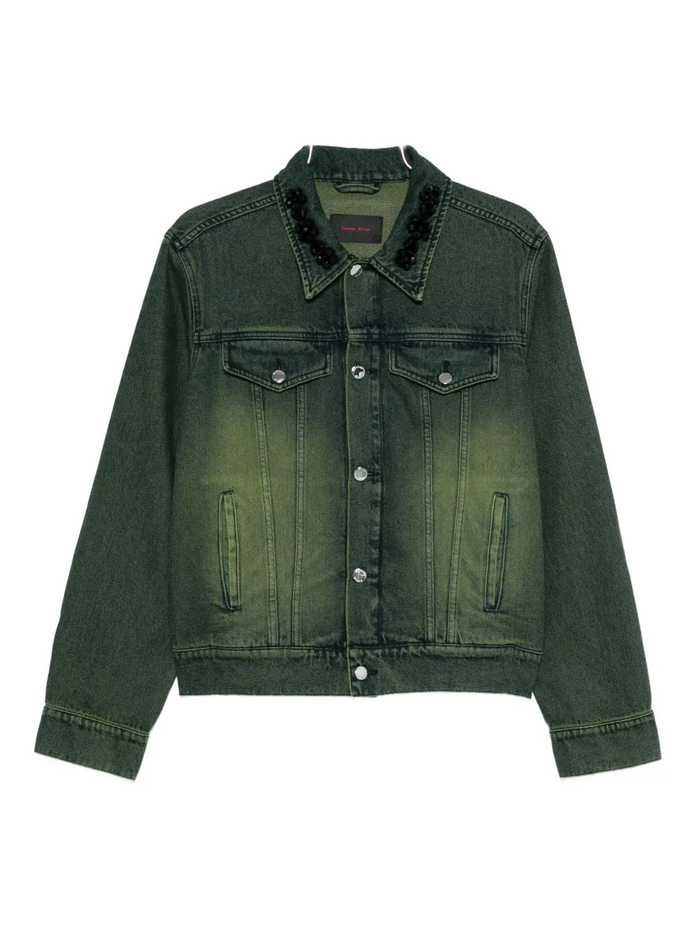 

Джинсовая куртка с украшенным воротником Simone Rocha, зеленый