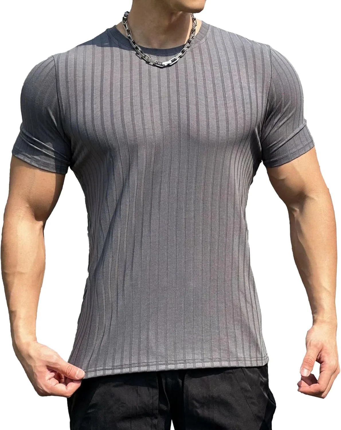Мужская футболка Casual Pit Strip с круглым воротником для фитнеса