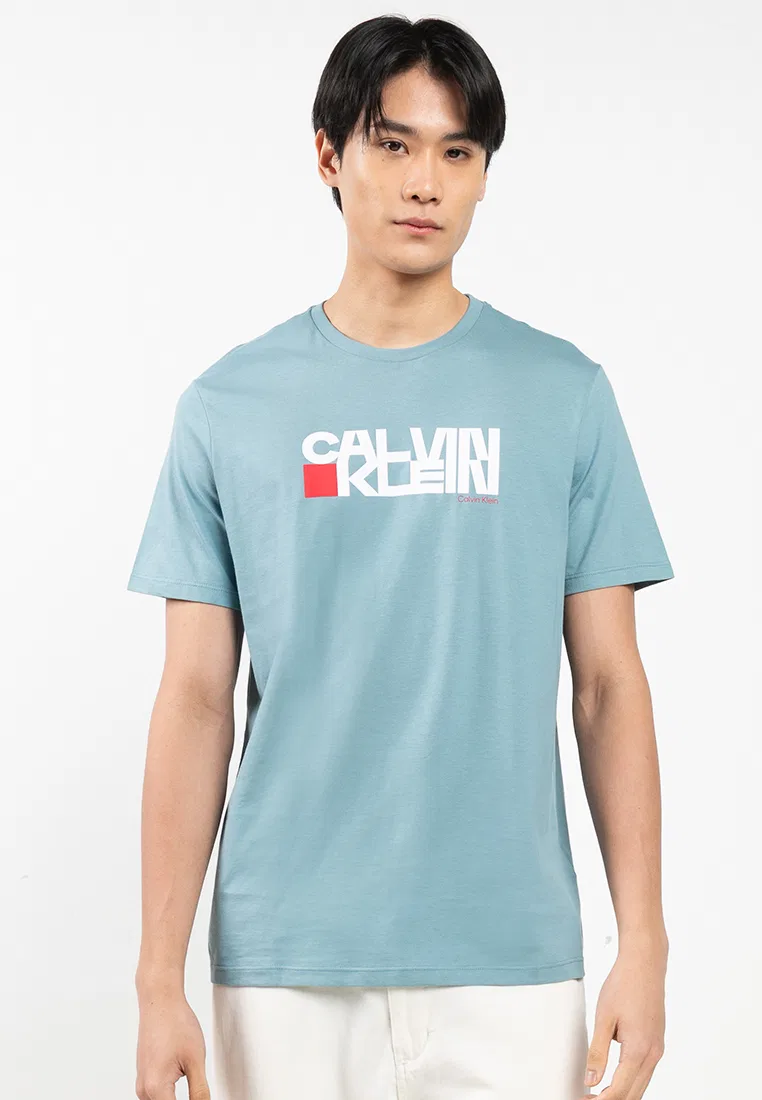 Футболка с принтом, короткий рукав, Redbox Calvin Klein, синий