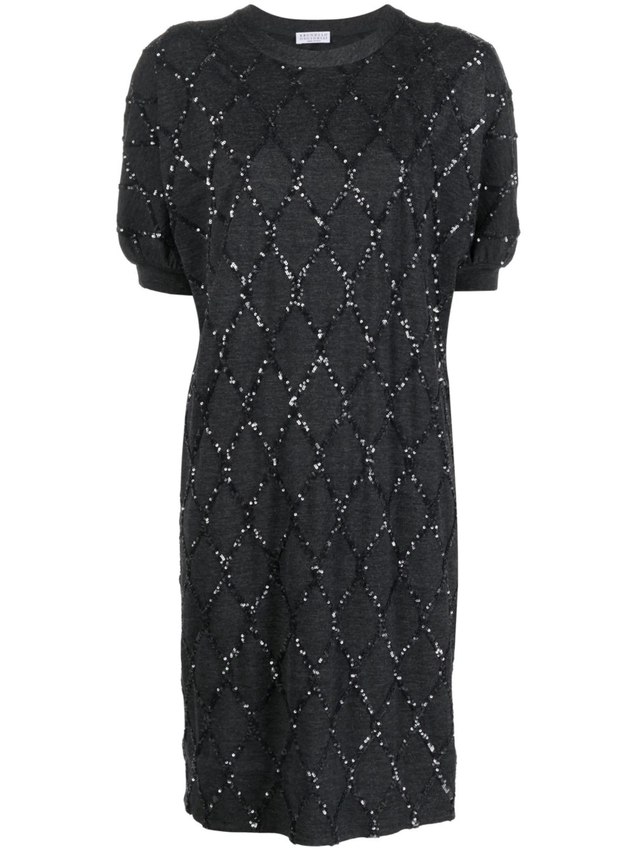 

Платье-трапеция с пайетками Brunello Cucinelli, серый