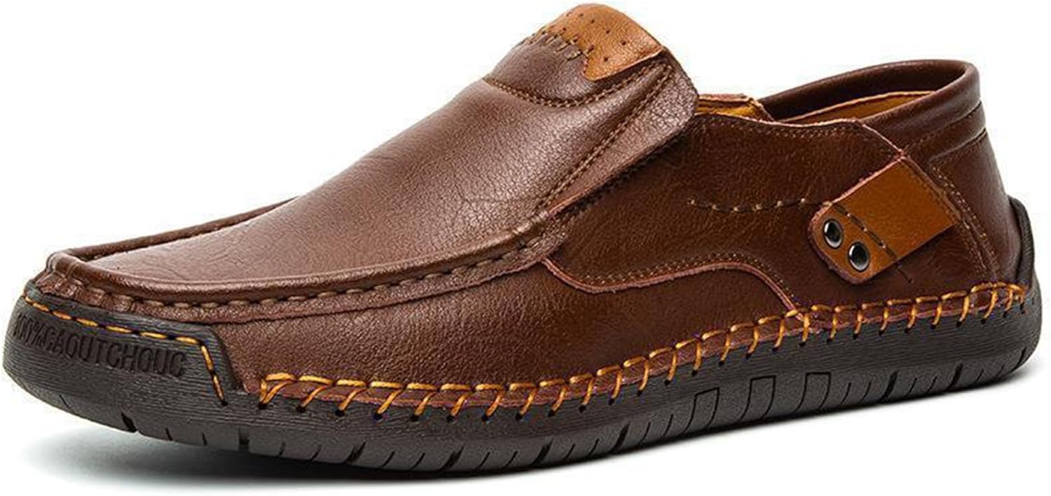 

Мужские ретро лоферы с ручной прошивкой, мягкой подошвой, модные, комфортные, дышащие, противоскользящие Vannida, темно-коричневый