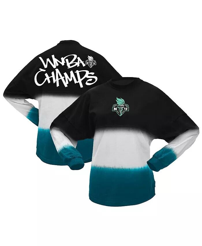

Мужская и женская черно-синяя футболка New York Liberty 2024 WNBA Finals Champions Horizontal Ombre с длинным рукавом Fanatics