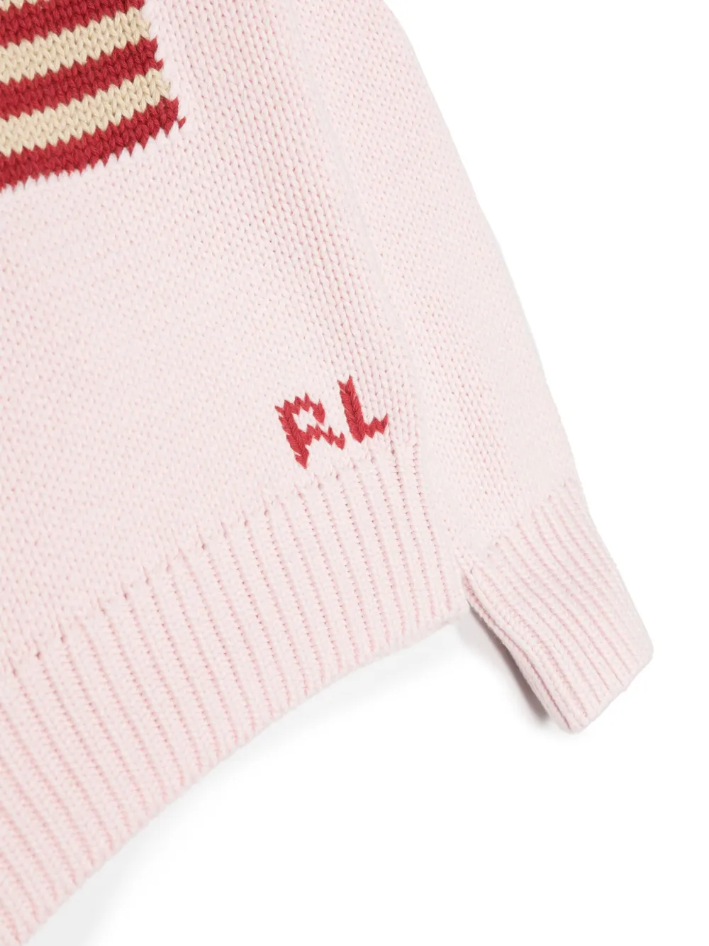 Свитер с флагом США вязки "интарсия" POLO RALPH LAUREN KIDS, розовый — фото 3