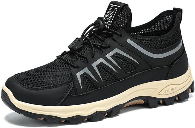 

Мужские спортивные беговые кроссовки с дышащей мягкой подошвой для походов на свежем воздухе, удобные кроссовки с толстой противоскользящей подошвой для прогулок по тропе Qacksv, черный