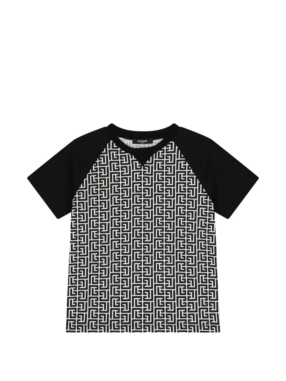 Футболка с коротким рукавом и узором Balmain Kids, черный