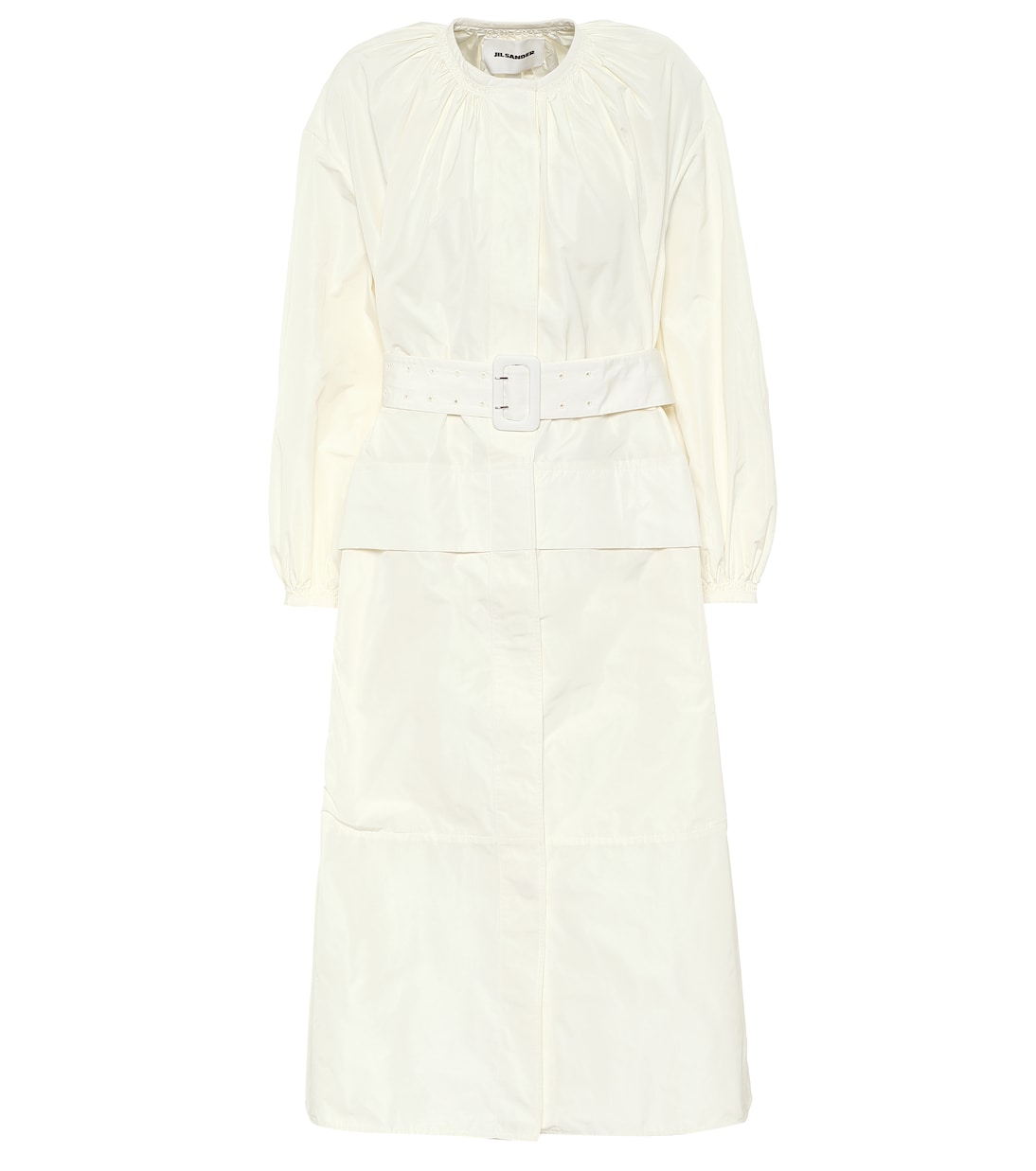 

Платье миди из поплина с поясом Jil Sander, Natural