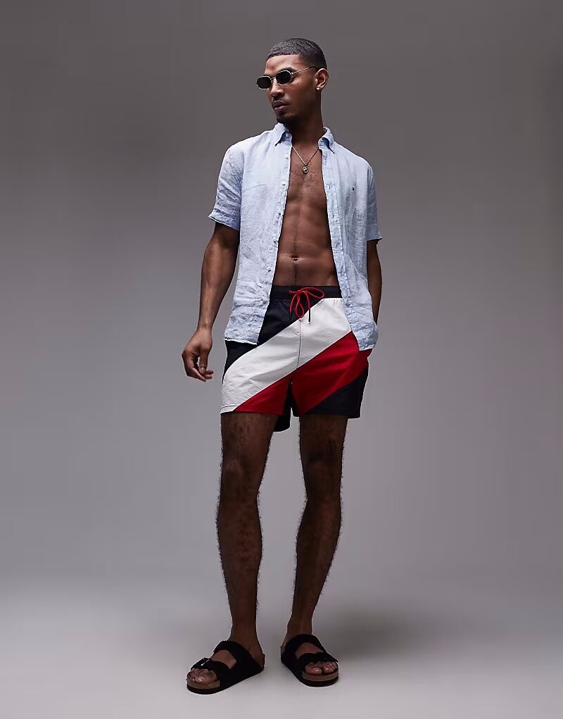 

Шорты для плавания Tommy Hilfiger с завязками в диагональную полоску