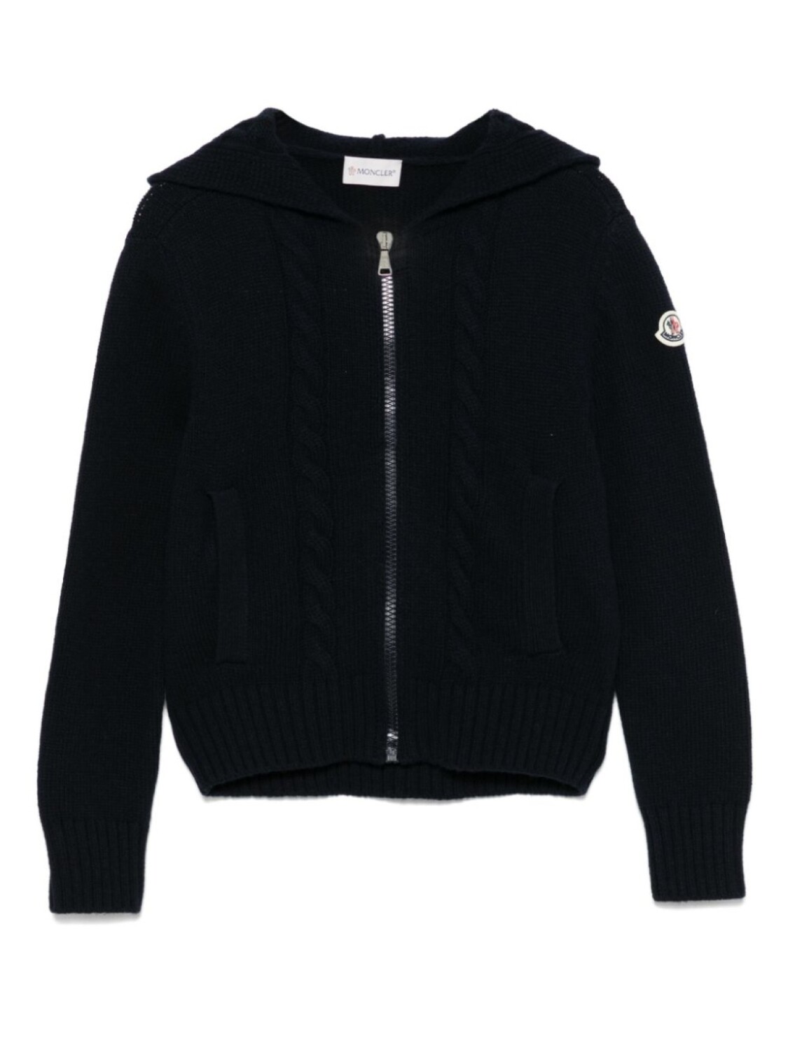 

Толстовка с капюшоном из натуральной шерсти на молнии Moncler Enfant, синий