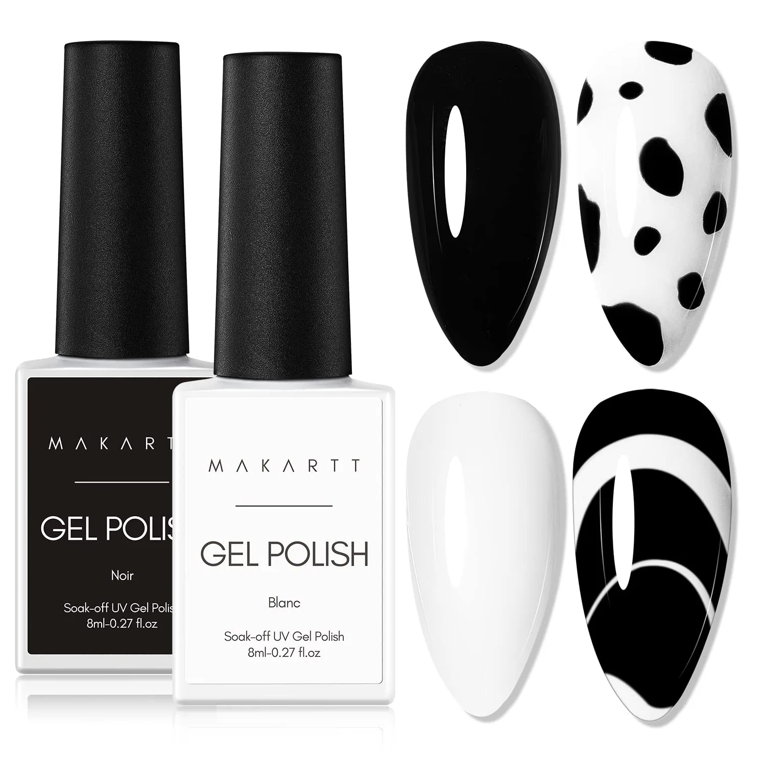 Набор УФ-гель-лаков «Makartt» - черный и белый, 2 штуки Makartt, Black And White