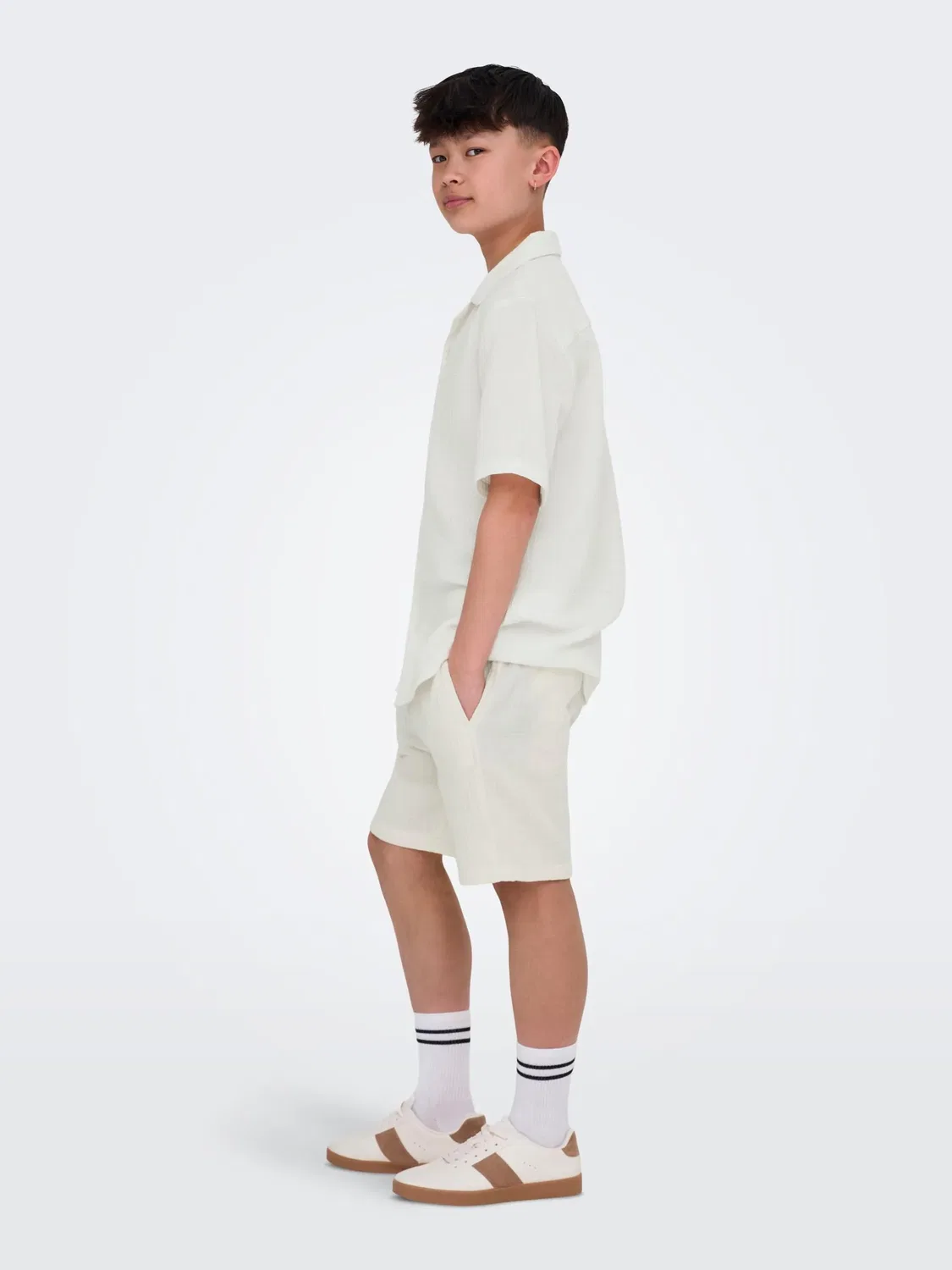 Шорты хлопковые ONLY & SONS Junior, ecru — фото 4