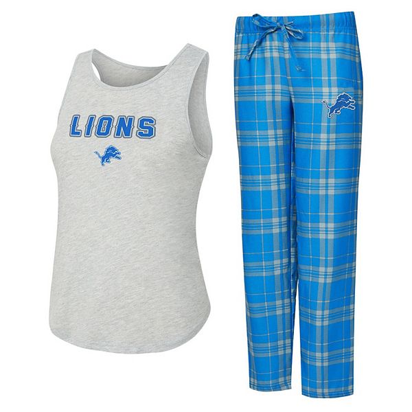 

Женский комплект для сна с принтом Detroit Lions Regulate Plaid, цвет heather gray/blue Unbranded