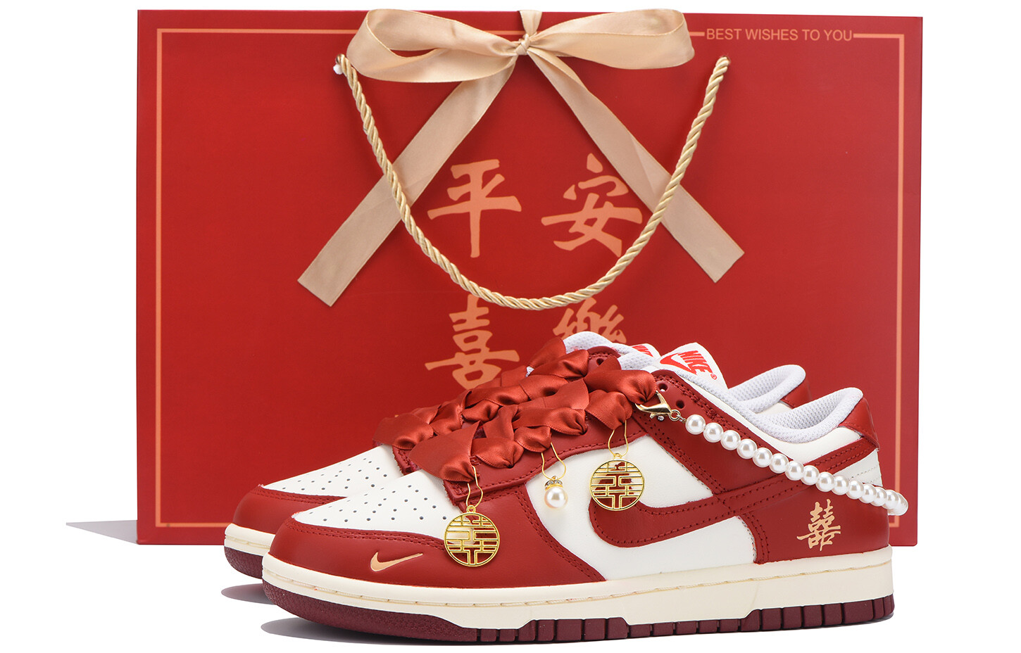 

Кроссовки для скейтбординга Dunk женские с низким верхом, белый/красный Nike