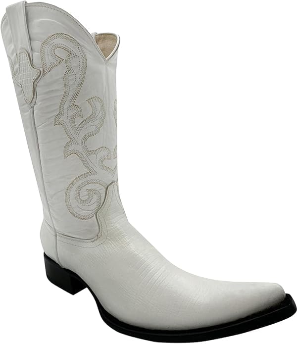 

Мужские ковбойские сапоги из белой натуральной кожи с принтом «Броненосец-ящерица», зауженный носок, без застежки, подошва из кожи Generic