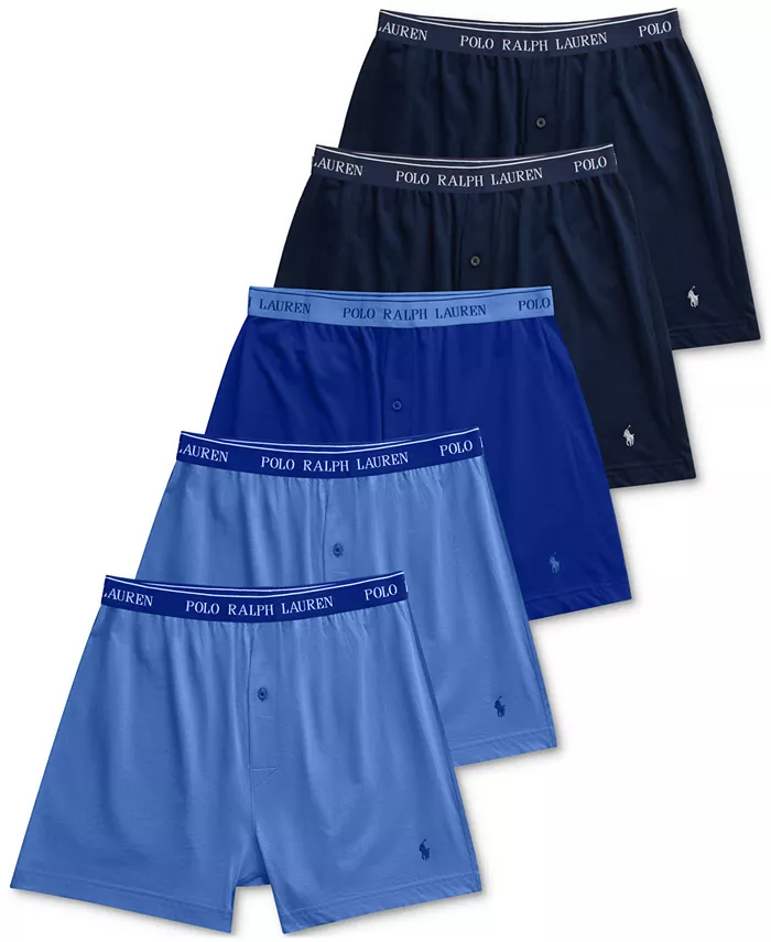 

Мужские боксеры из хлопкового трикотажа классического кроя, 5 штук Polo Ralph Lauren, синий