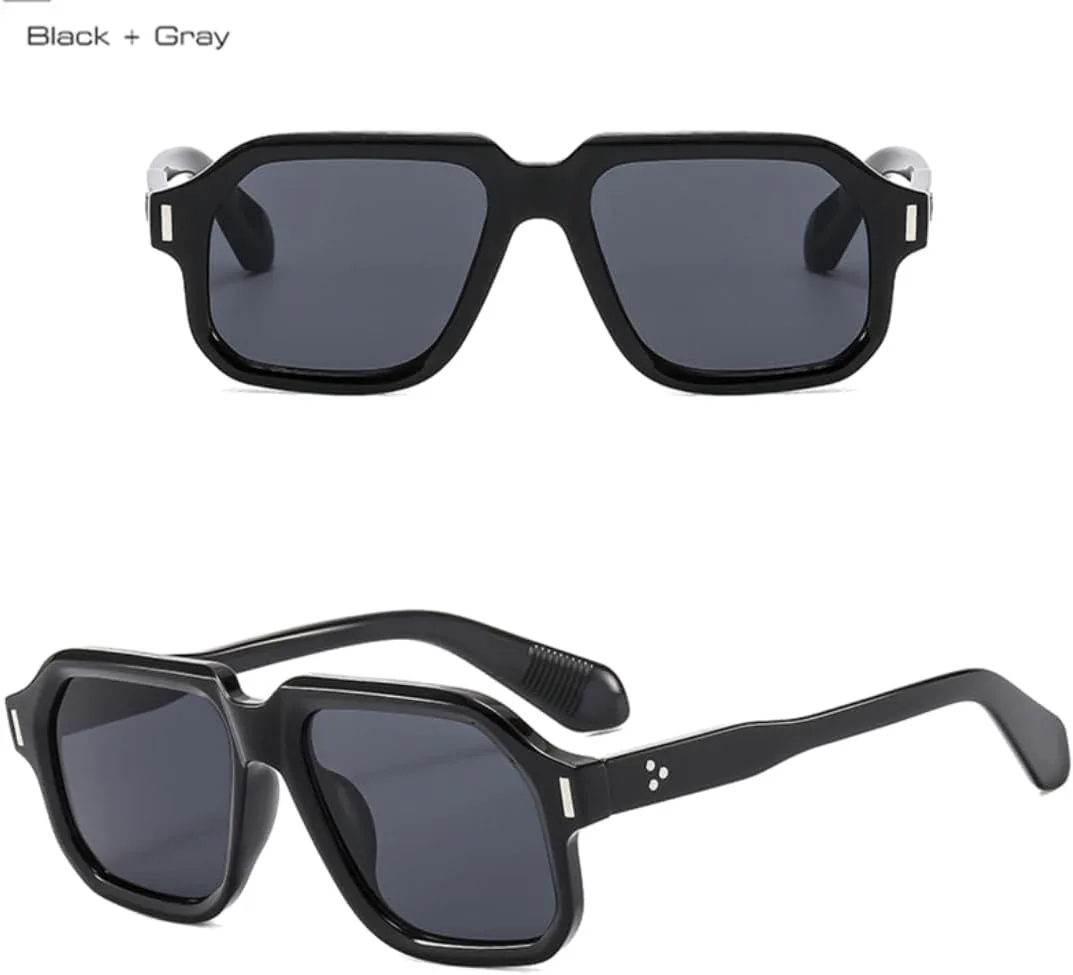 

Мужские ретро-солнцезащитные очки для активного отдыха, модные желто-синие оттенки, защита от УФ-излучения UV400, женские панк-очки с заклепками UUPTTPL, Black Blue