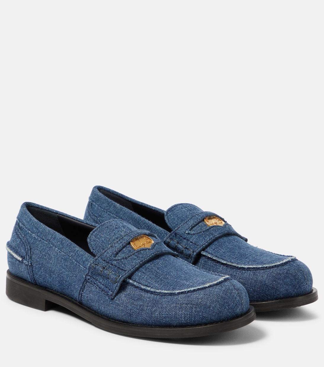 Лоферы из денима с логотипом Miu Miu, Denim