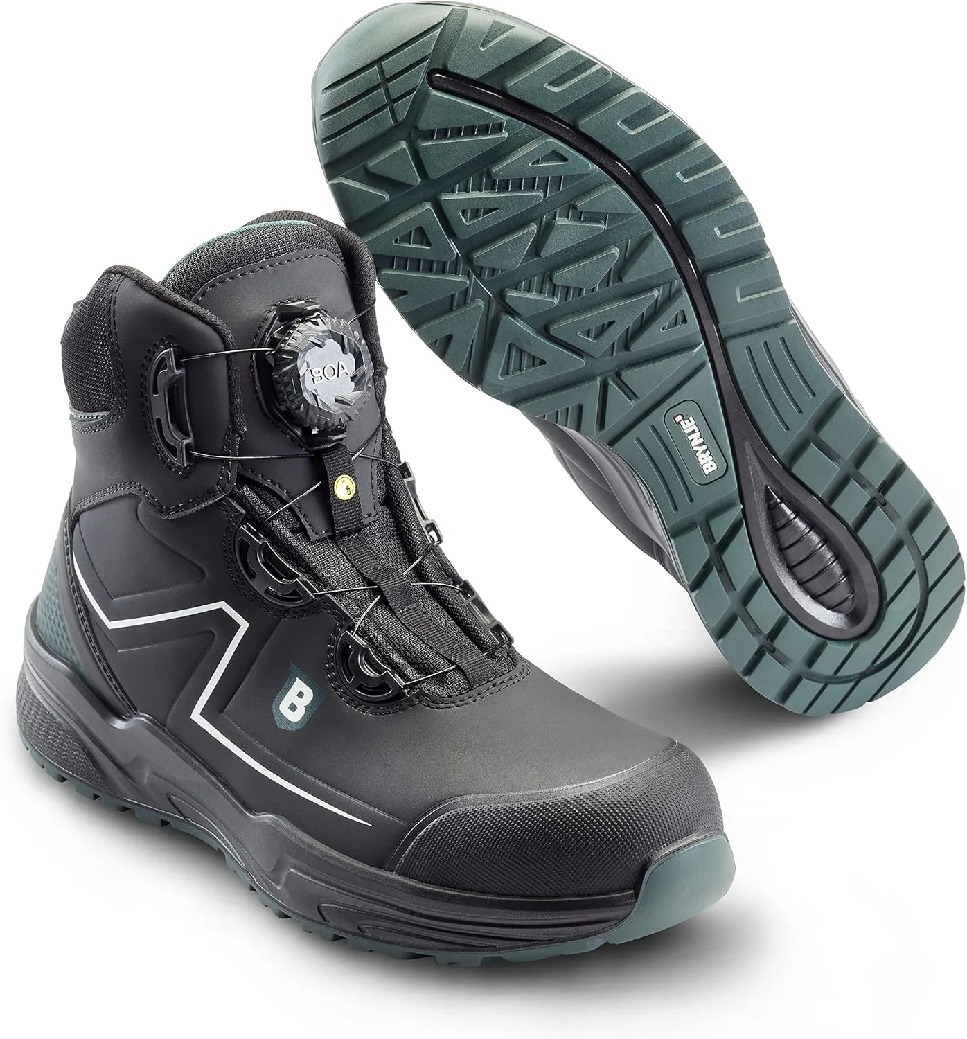 Защитные ботинки Brynje Green Way Low Boot S3 SRC: гибкие, легкие и прочные, с системой фиксации BOA, черный