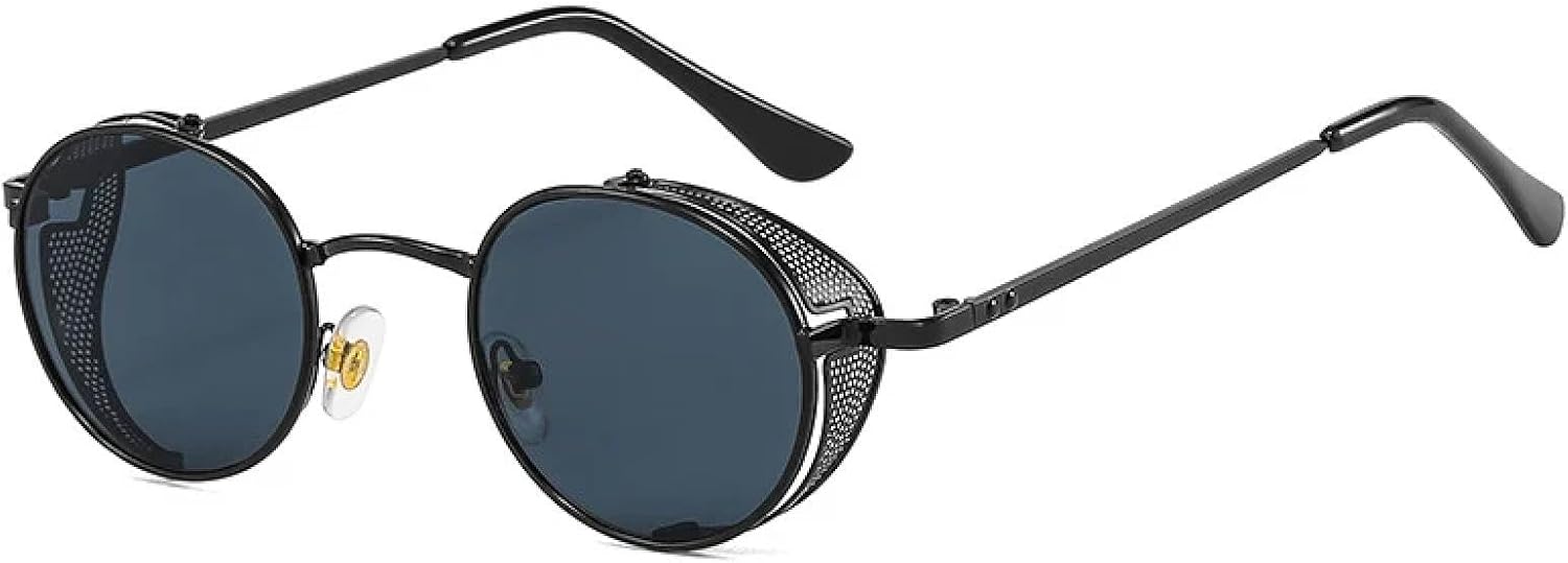 

Модные винтажные металлические круглые солнцезащитные очки в стиле стимпанк для женщин, маленькие, с защитой от УФ-излучения UV400, классические TVTBBVV, C1 Black-black