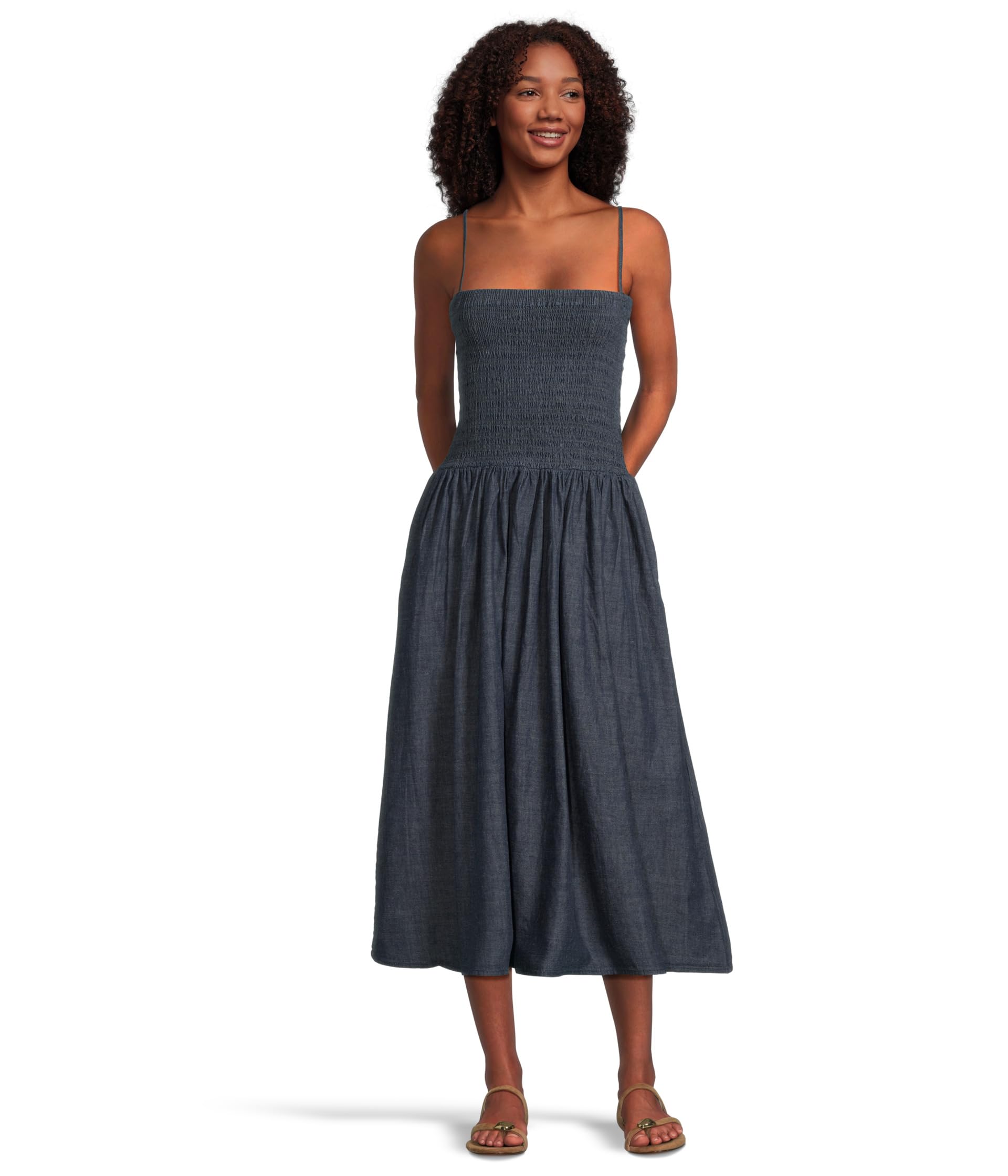 

Платье Madewell Smocked Indigo Cami Sundress In Rinse Wash, Rinse Wash