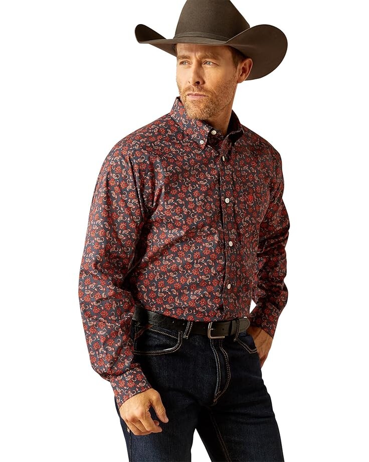 

Рубашка Ariat Wrinkle Free Iman Classic Fit Shirt, темно-синий