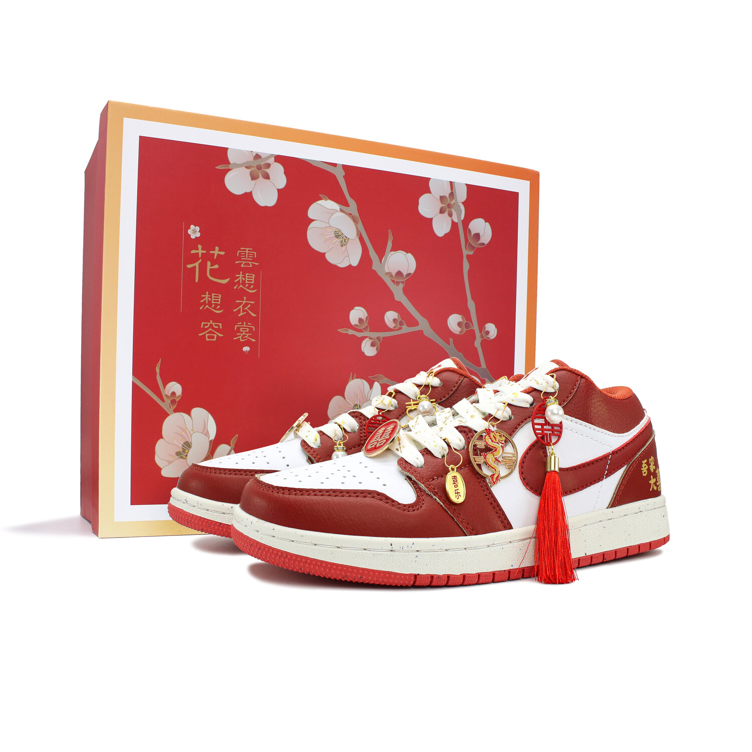 

Кроссовки Air Jordan 1 Vintage Basketball Shoes Unisex Low-top Red/white, красный