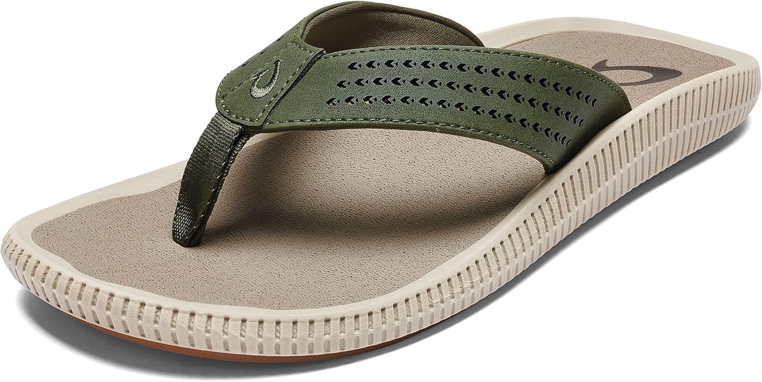 

Мужские пляжные сандалии OLUKAI Ulele, водонепроницаемые шлепанцы, поддержка свода стопы и комфортная посадка, легкие и прочные, улучшенное сцепление и устойчивость, Nori/Clay