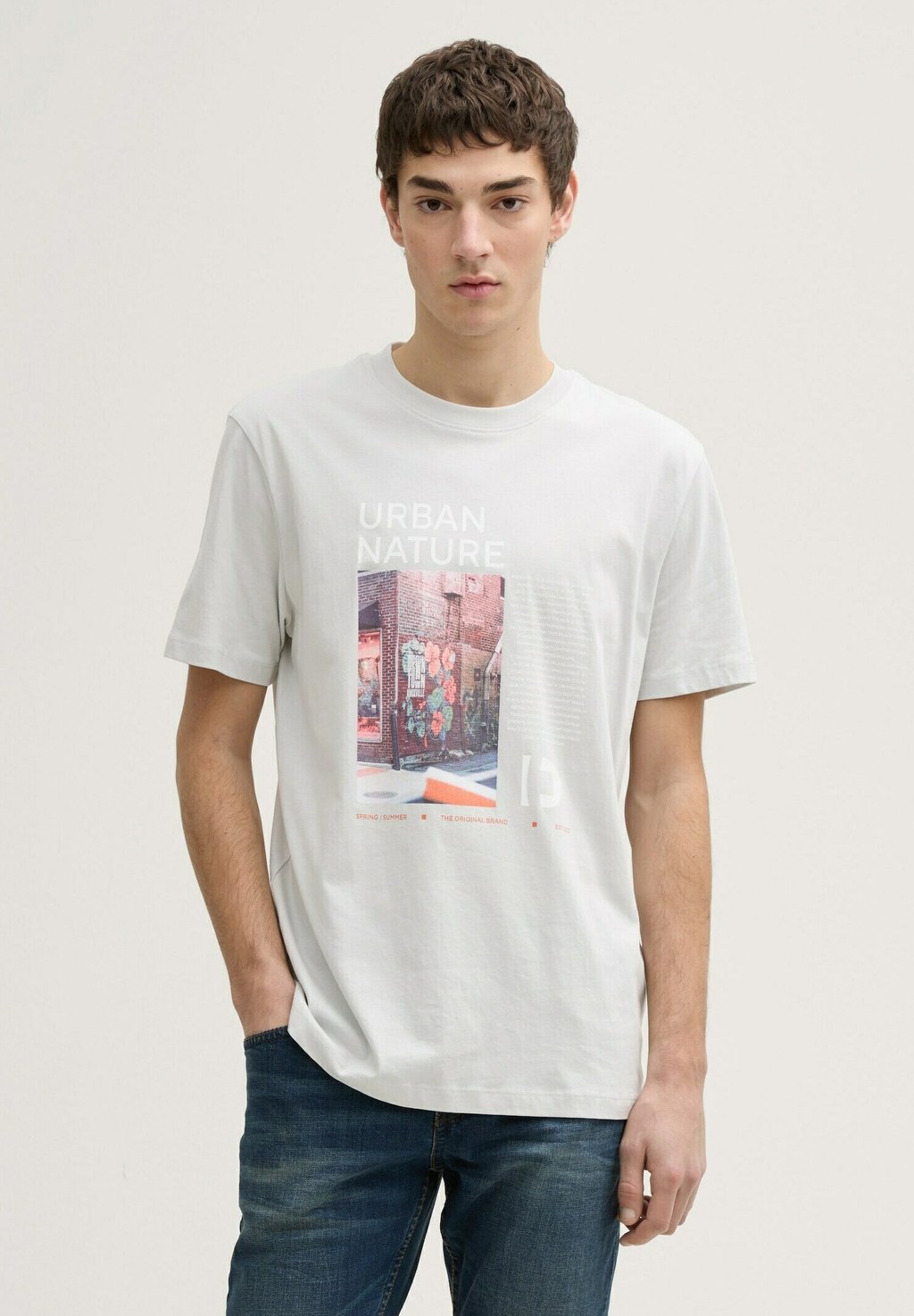 

Рубашка с принтом PHOTO TOM TAILOR DENIM, светло-серый