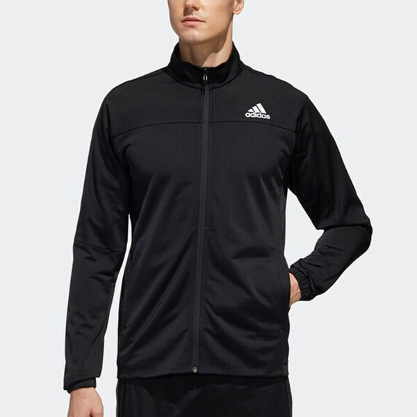 Куртка adidas 3s Knit Jkt Tennis Sports Stand Collar Jacket Black, черный — фото 3