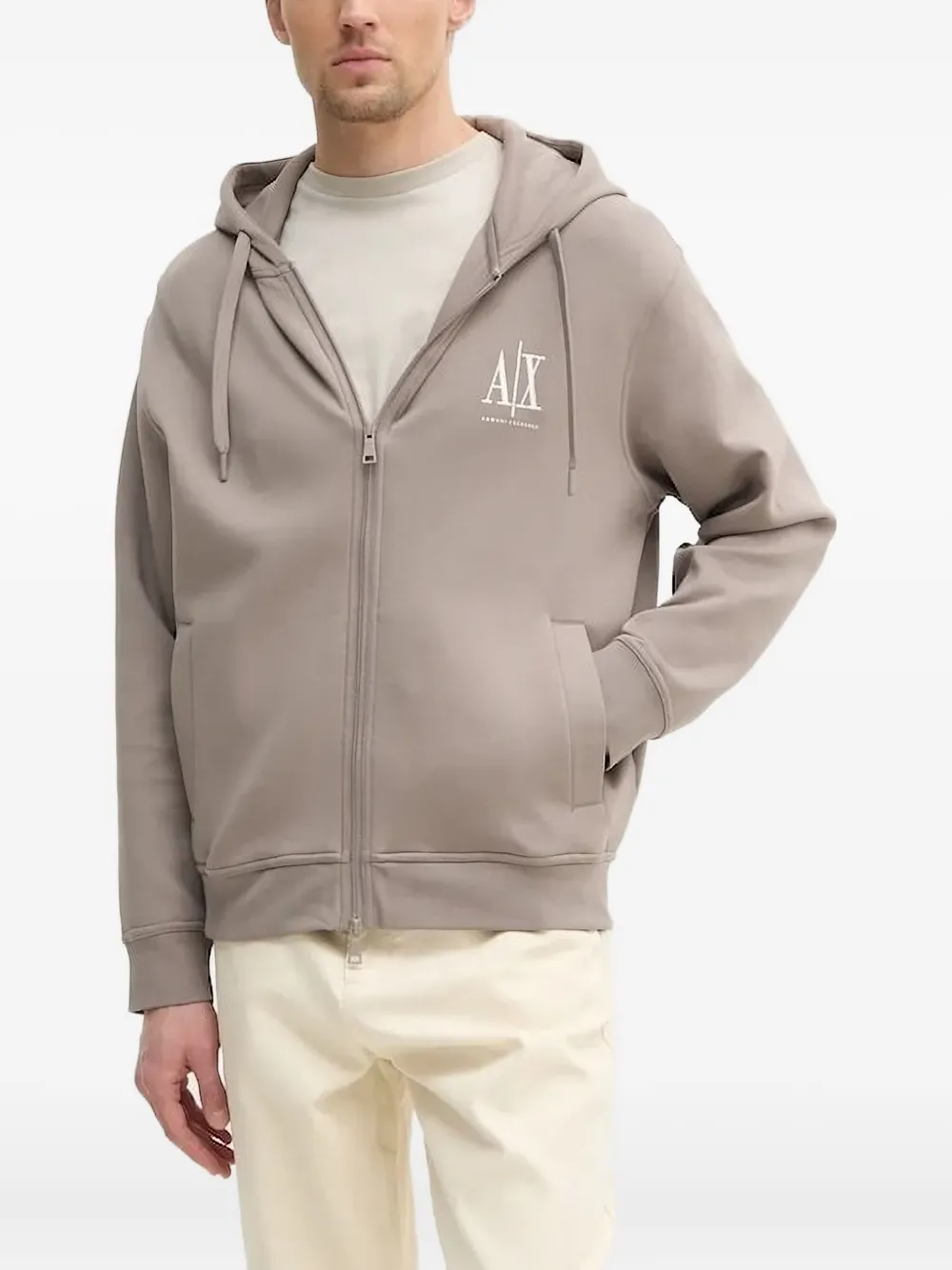 

Толстовка на молнии с вышитым логотипом Armani Exchange, нейтральный