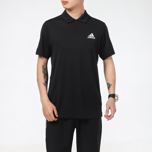 Футболка теннисные спортивные тренировочные короткие рукава поло Adidas, черный — фото 3