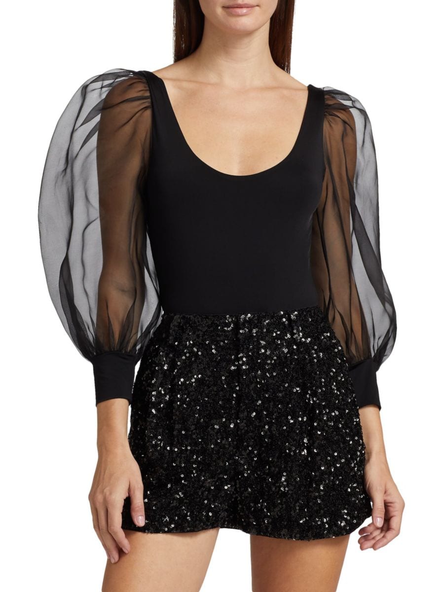 

Полупрозрачное боди Jillianne Alice + Olivia, черный