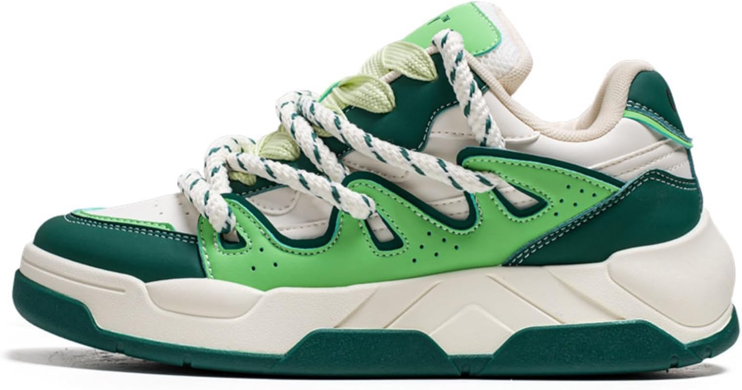 

Мужские модные кроссовки из дышащей кожи с шнуровкой, повседневные, противоскользящие, с круглым носком, на платформе, для вождения, прогулок и тенниса Netehadi, зеленый