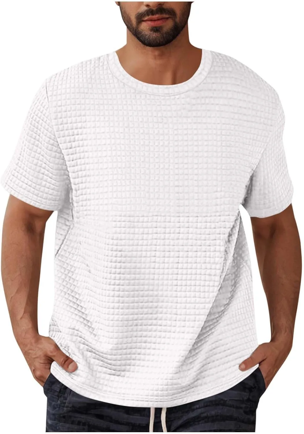 

Футболка мужская Casual летняя с коротким рукавом и круглым вырезом QUNPIU