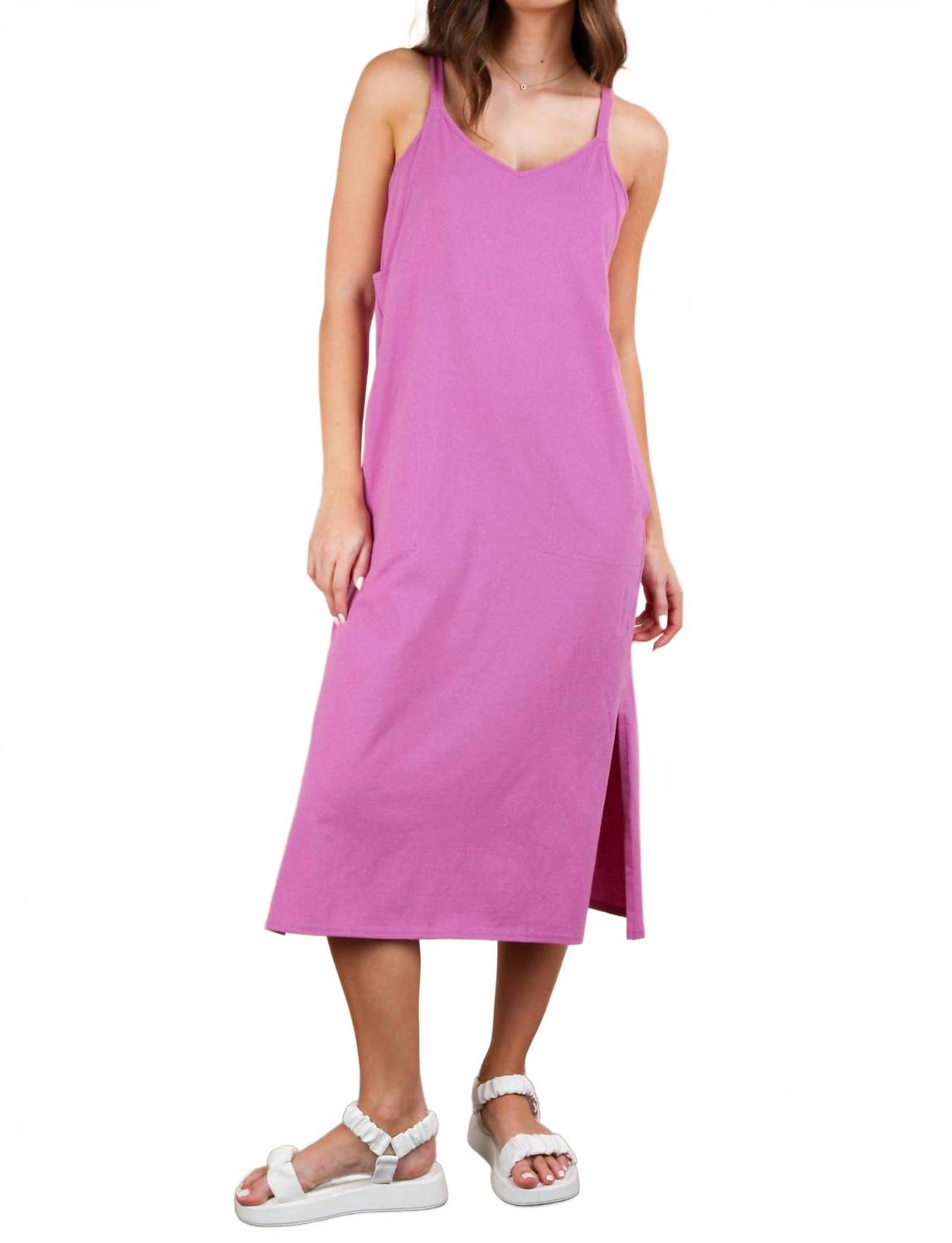 

V-образный вырез без рукавов повседневное удобное миди-платье в орхидее VERY J, Orchid