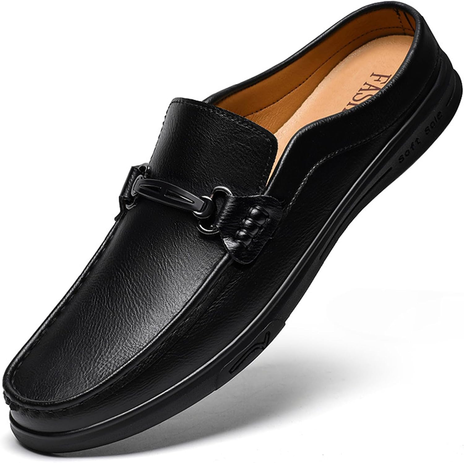 

Мужские кожаные сабо и мюли, слипоны с открытой пяткой, удобные мягкие домашние и тапочки Zplmide, черный