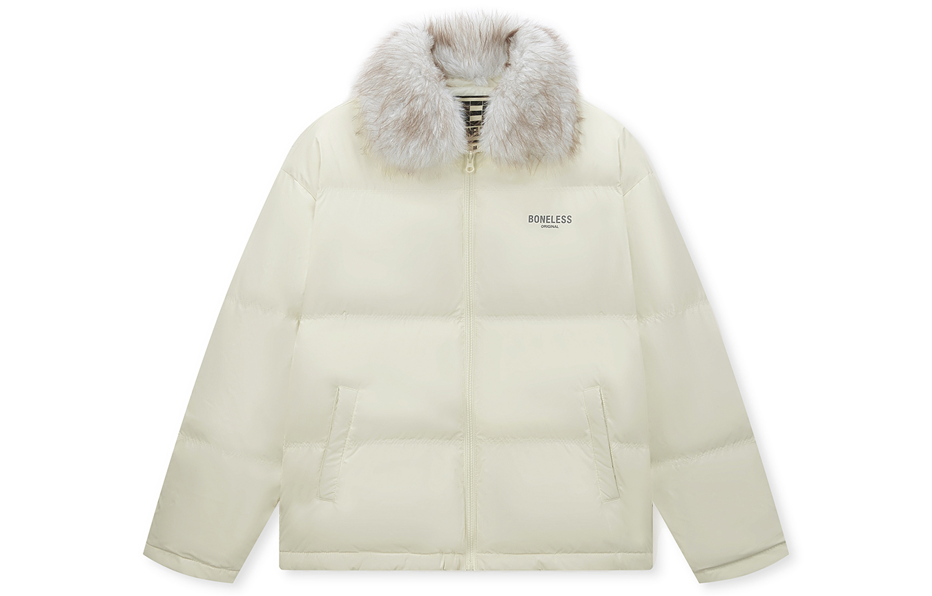 

Пуховая куртка унисекс средней толщины Boneless, экрю[regular edition]detachable fur collar