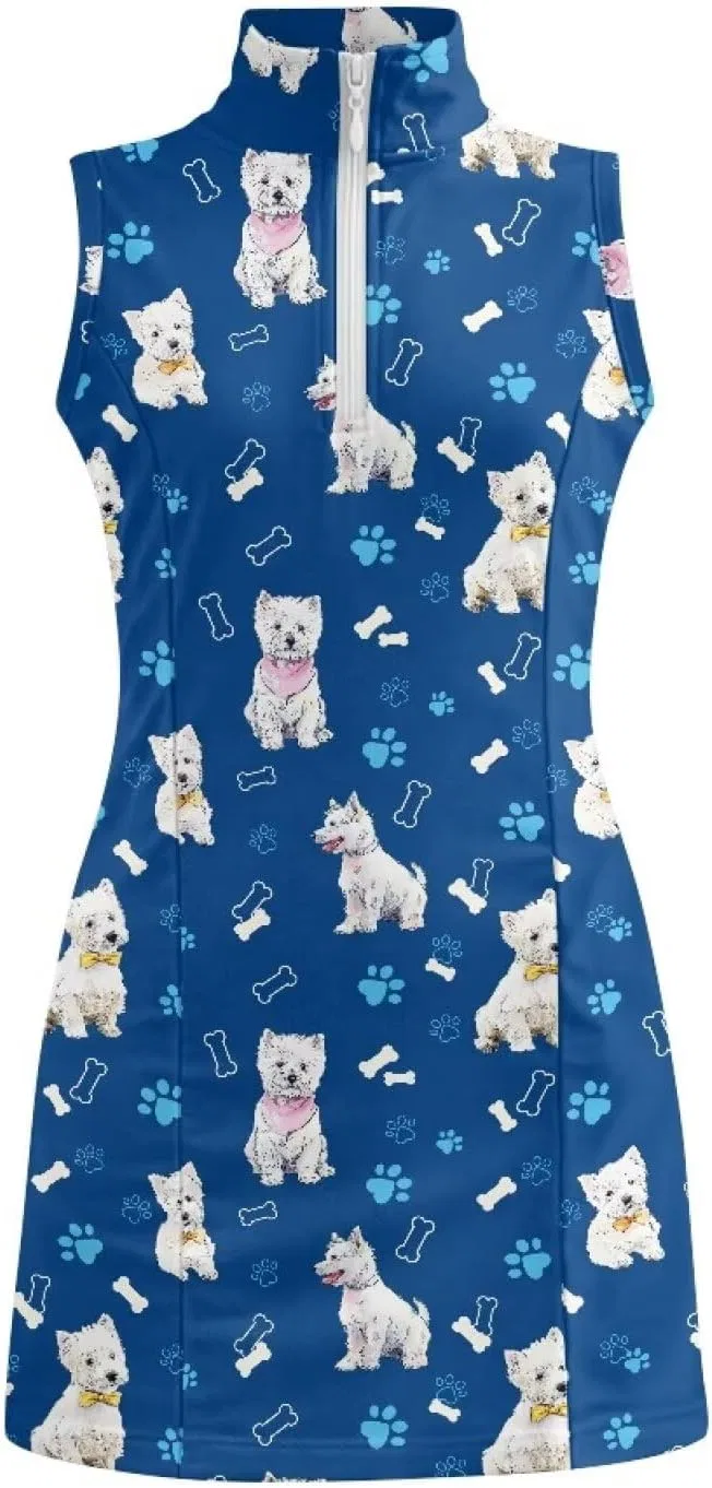 Платье для тенниса и гольфа Boatee с карманами, Westie Puppy Print — фото 4