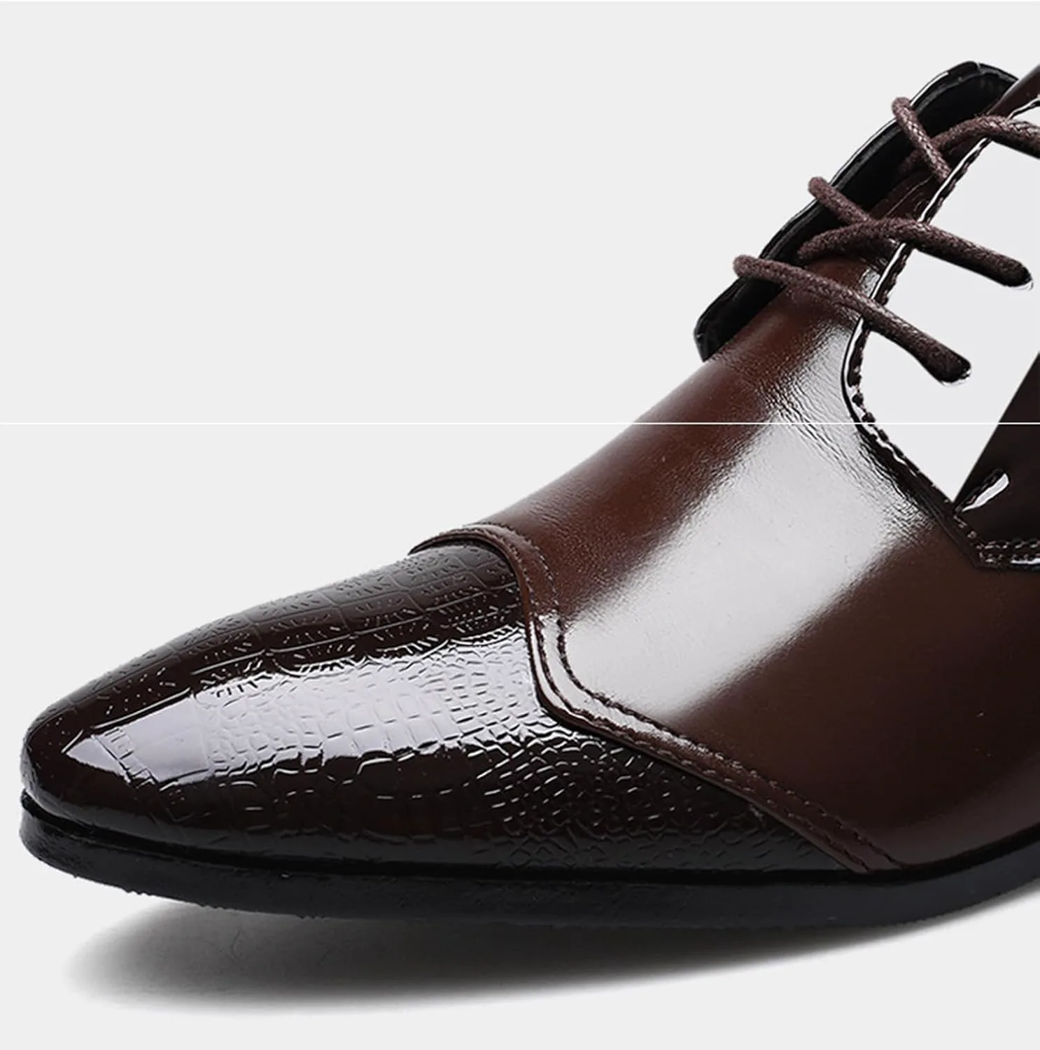 

Мужские оксфорды модные с заплатами из лакированной кожи с заостренным носком, формальные деловые дерби, офисные рабочие туфли KYOESCAI, черный