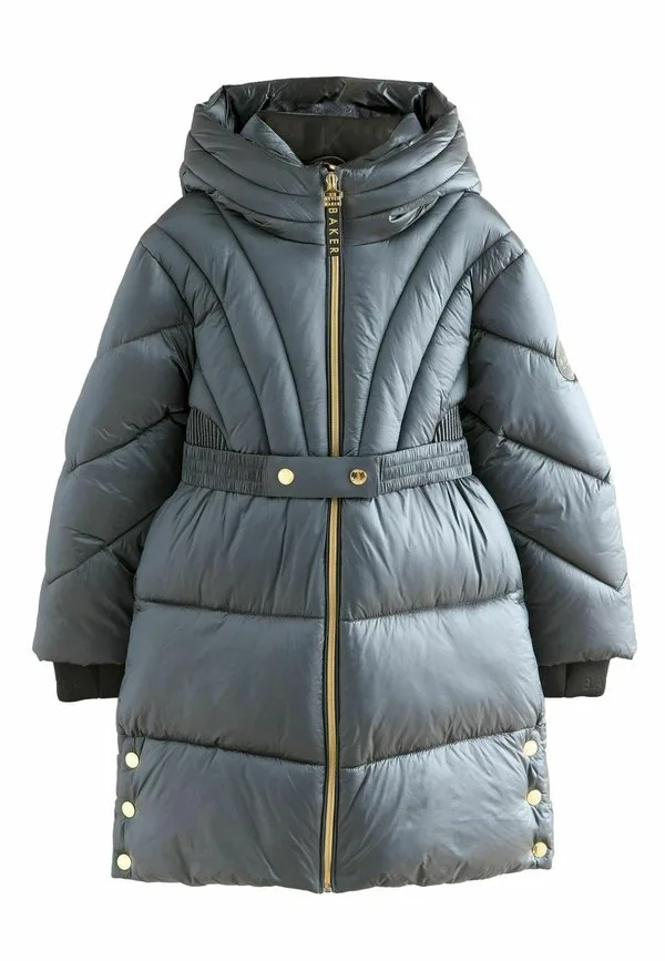 Зимнее пальто прямого кроя с жемчужным поясом Baker By Ted Baker, Navy