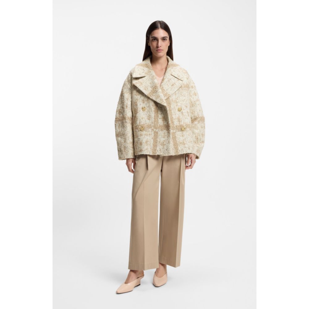 Пальто из клетчатого жаккарда с двубортной застежкой BOSS, patterned — фото 2