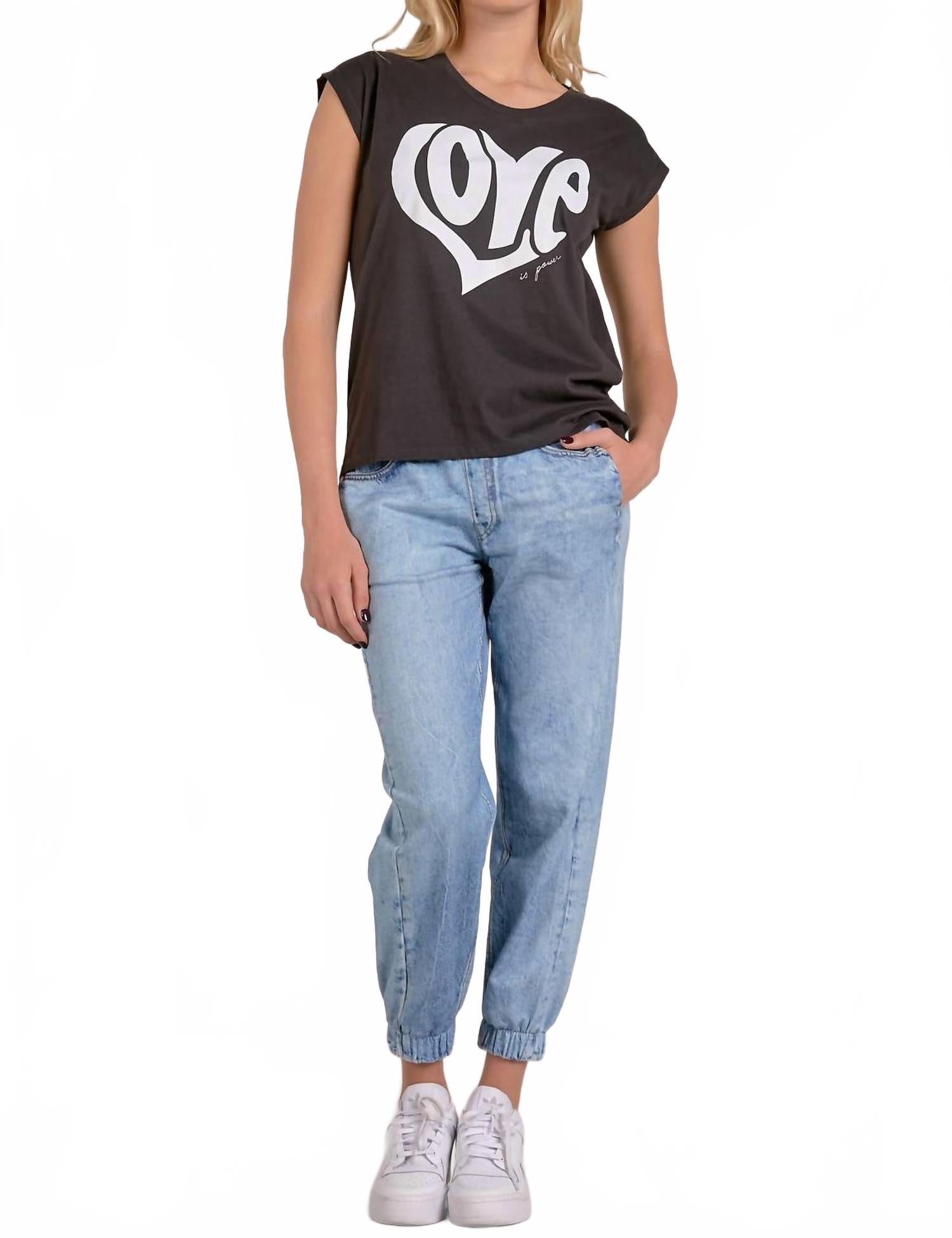 

Любовь топ с круглым вырезом в черном цвете ELAN