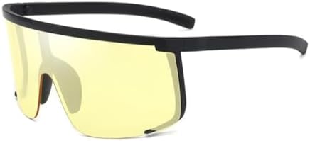 

Мужские солнцезащитные очки большого размера, солнцезащитные очки-щитки в полуободковой оправе для женщин, защитные очки с защитой от УФ-излучения UV400 MTZJH, Black-yelloe