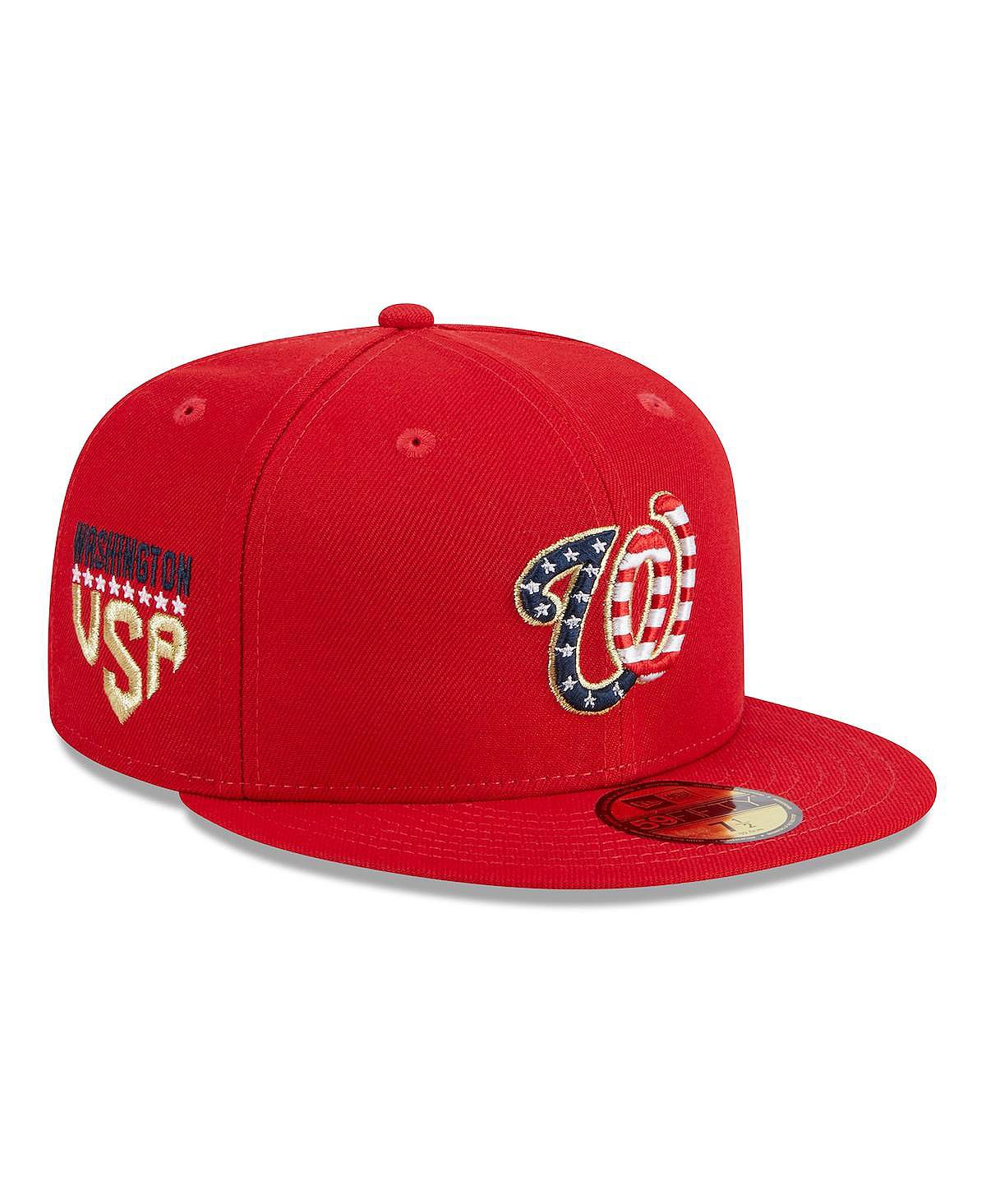 

Мужская красная шляпа Washington Nationals 2023, четвертое июля 59FIFTY. New Era