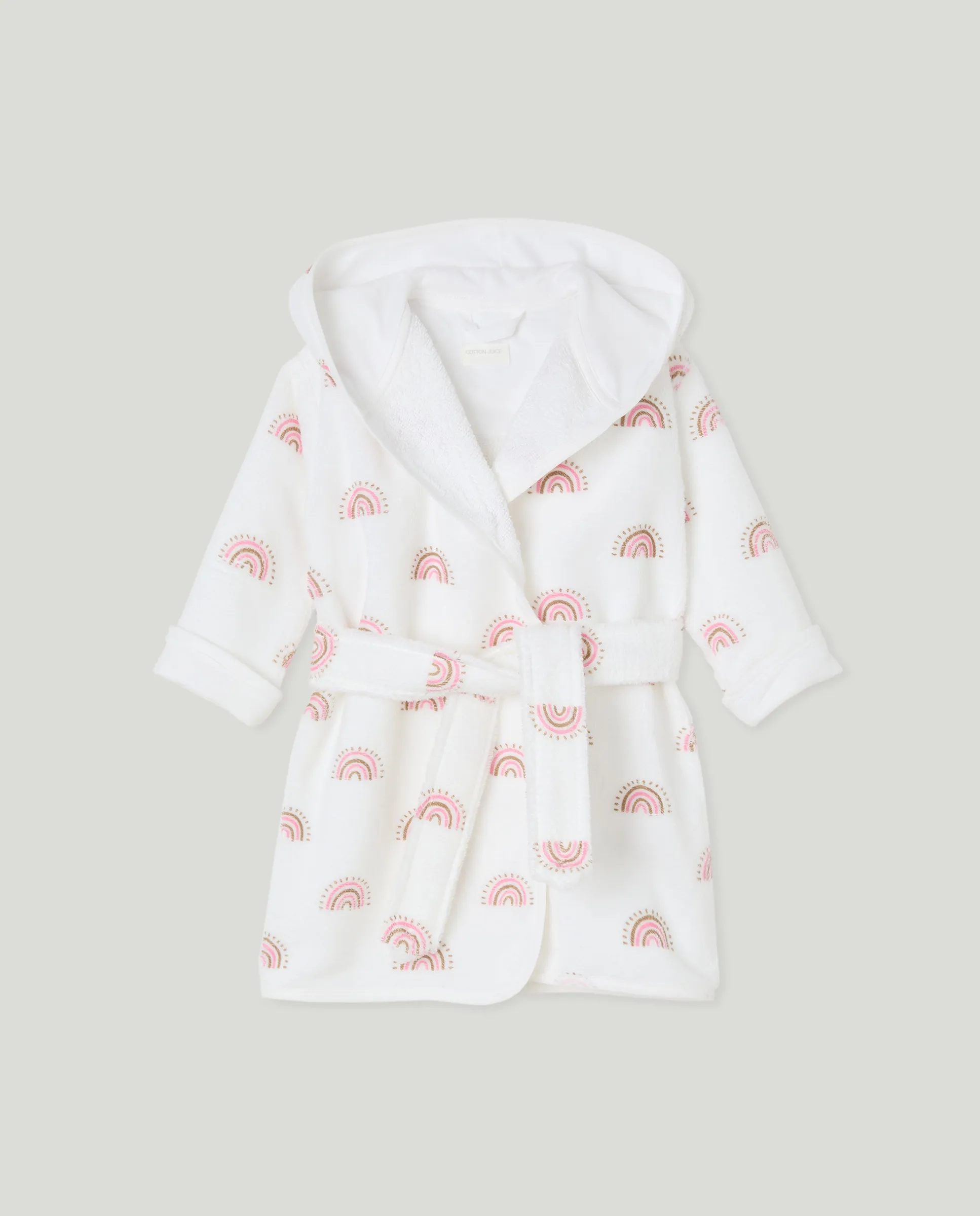 

Халат с радужным принтом для девочки Cotton Juice, белый