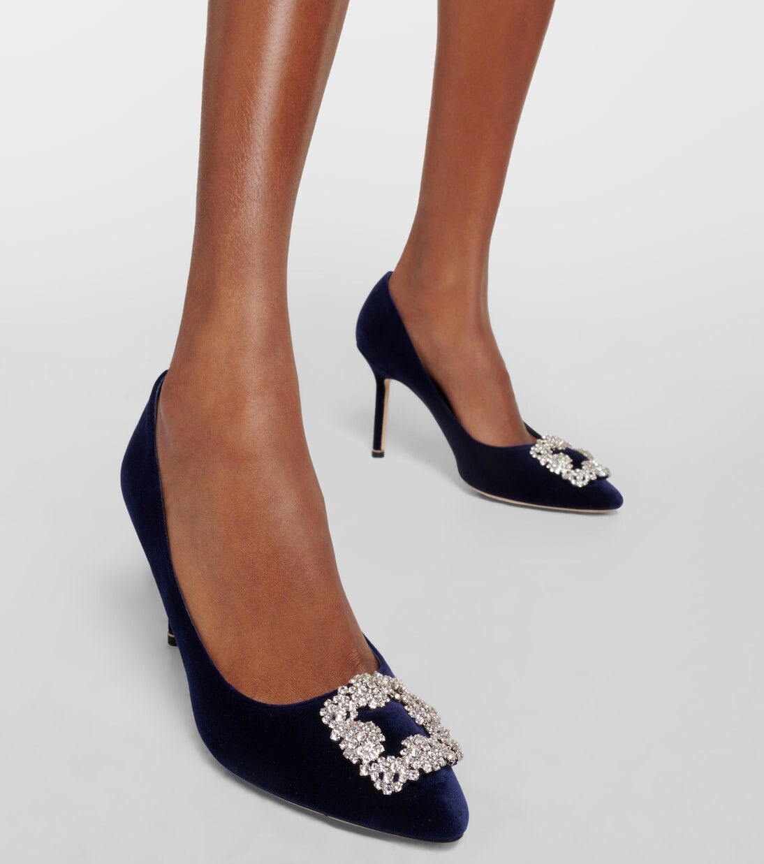 Бархатные туфли hangisi 90 с декором Manolo Blahnik, синий — фото 4