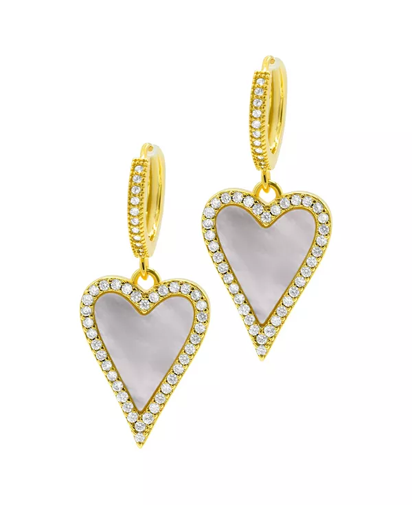 

Серьги-Капельки в форме сердца с белым перламутром, покрытым 14-каратным золотом Adornia, white