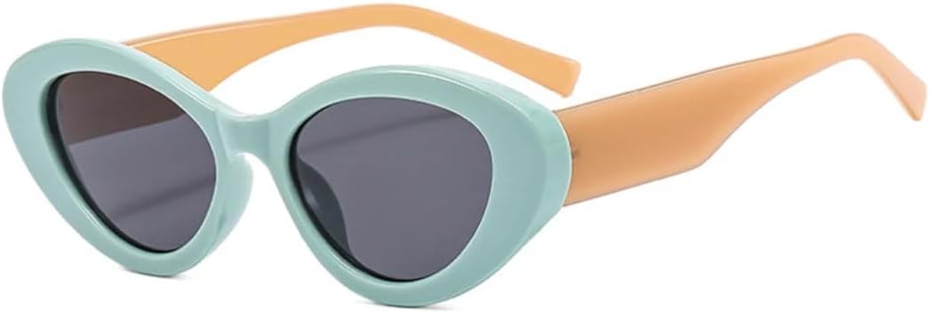 

Популярные модные солнцезащитные очки «кошачий глаз» желтого цвета, ретро-стиль, контрастные цветовые оттенки, защита от УФ-излучения UV400, мужские овальные очки UUPTTPL, Green Tea Grey