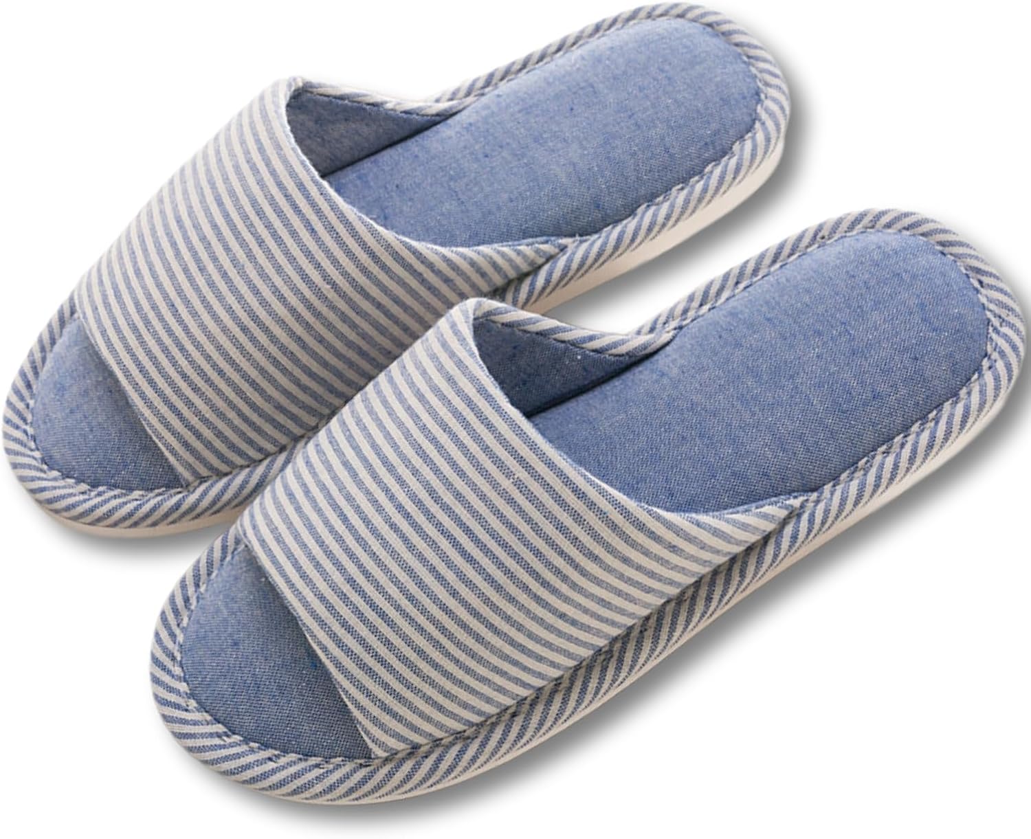 

Уютные домашние тапочки для спальни, дома и улицы, для ванной комнаты, для мужчин и женщин, чрезвычайно удобные, легкие, нескользящие, для всех сезонов, из хлопка и льна, с мягкой подошвой, для весны и лета Sourmei, синий